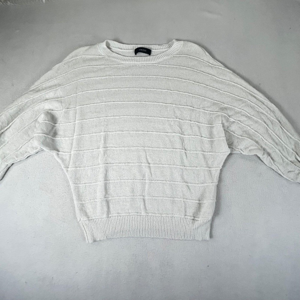 Dokotoo Sweater Women S White Textured Knit Lightweight Batwing Sleeve Casual